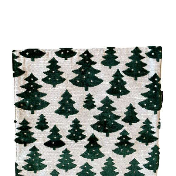 Green Velvet Christmas Tree Table Runner 16x90 Made in Belgium New - Picture 11 of 12